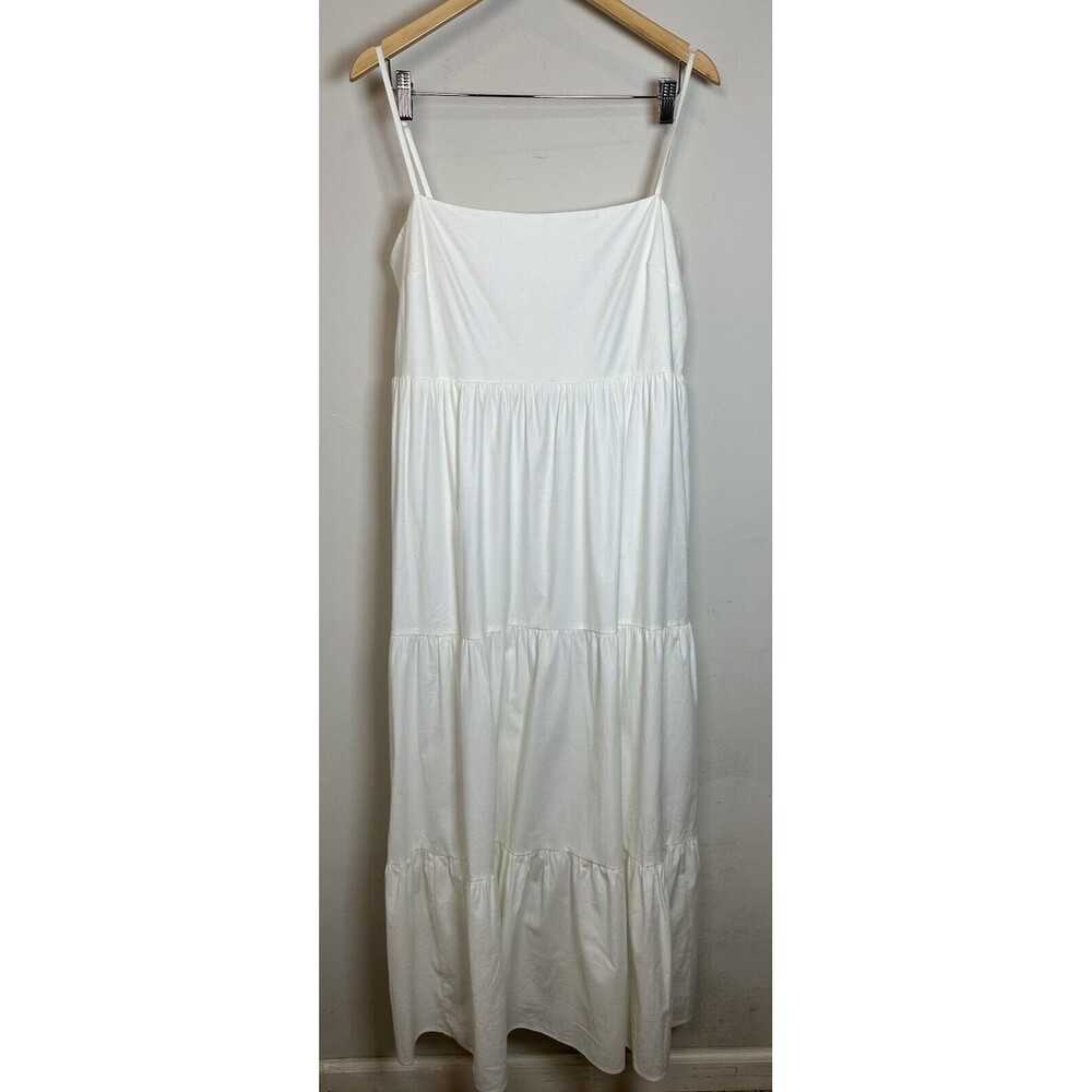NWT Reformation East Square Neck Organic Cotton Tiered Maxi Dress Size Large